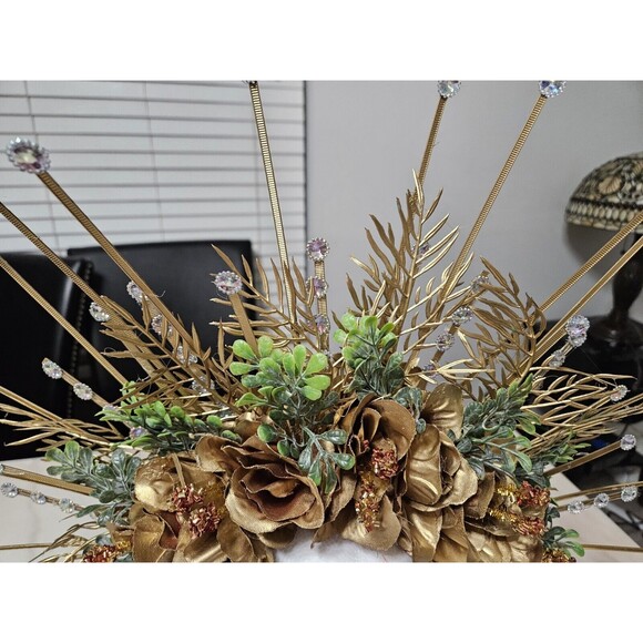 Golden Flowers Halo Crown, Floral Headpiece, Handmade, NEW - Picture 4 of 13